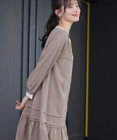 Tiaclasse L ピンタックギャザークレリックシャツワンピース