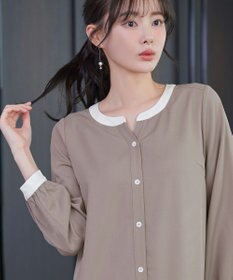 Tiaclasse L ピンタックギャザークレリックシャツワンピース