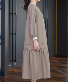 Tiaclasse L ピンタックギャザークレリックシャツワンピース