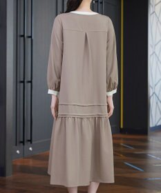 Tiaclasse L ピンタックギャザークレリックシャツワンピース