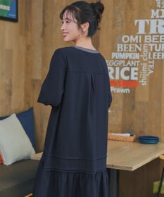 Tiaclasse L ピンタックギャザークレリックシャツワンピース