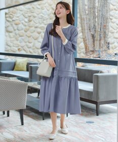 Tiaclasse L ピンタックギャザークレリックシャツワンピース