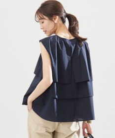組曲 L 【WEB限定】コットンレーヨンシャーティングノースリーブ ブラウス