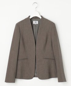 J.PRESS LADIES L 【洗える】T/Rアルガンシルク ノーカラー ジャケット