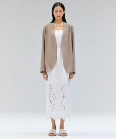 BEIGE， 【洗える】GALLERIA / コットンエンブロイダリーIラインスカート