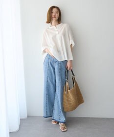 YECCA VECCA バック刺繍バンドカラーシャツ