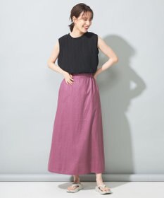 SHARE PARK LADIES 【洗える】リネンレーヨンコーティングウォッシュスカート