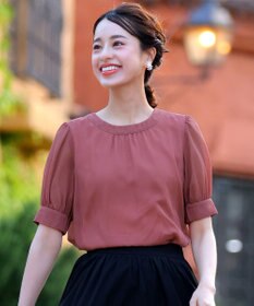 Tiaclasse 【洗える】ドビーシフォンパフスリーブブラウス