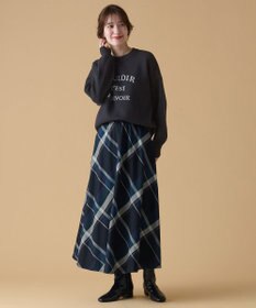 ANY L 【親子連動/洗濯機可能/ウエストゴム】チェックフレアスカート