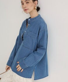 WEGO 【ANGIE VINTAGE】襟が選べる デニム プルオーバー シャツ（バンドカラー/レギュラー）