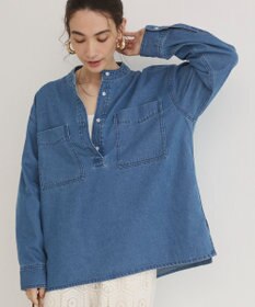 WEGO 【ANGIE VINTAGE】襟が選べる デニム プルオーバー シャツ（バンドカラー/レギュラー）