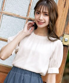 Tiaclasse 【洗える】ドビーシフォンパフスリーブブラウス