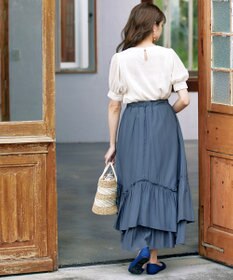 Tiaclasse 【洗える】ドビーシフォンパフスリーブブラウス