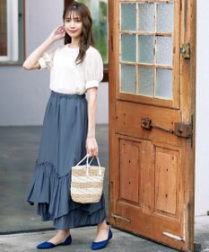 Tiaclasse 【洗える】ドビーシフォンパフスリーブブラウス