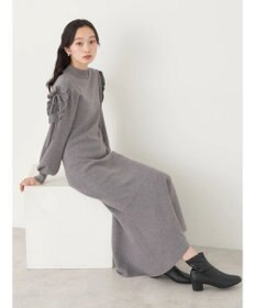 earth music&ecology 袖シアーフリルニットワンピース