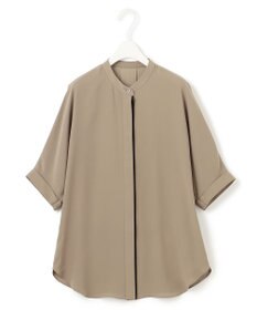 ICB L 【新色追加・接触冷感・UVケア・速乾・洗える】BackSatinAmunzen 5分袖バンドカラーブラウス