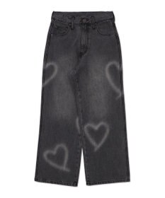 WEGO スプレーペイントストレートデニムパンツ