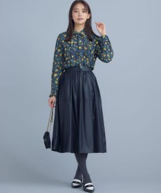 組曲 レザーライクライト タックギャザースカート