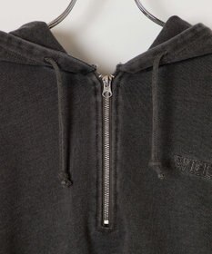 WEGO ピグメントハーフZIPロゴプルパーカー