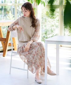 Tiaclasse 【洗える】ケーブル編みニットベスト