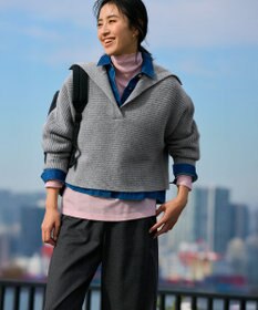 23区 【洗える】ハイカウントフラノ ドロスト ワイド パンツ