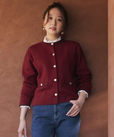 ANY SIS CICA加工 ニット ジャケット ボルドー