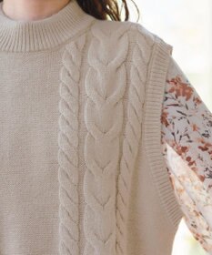 Tiaclasse 【洗える】ケーブル編みニットベスト