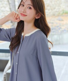 Tiaclasse L ピンタックギャザークレリックシャツワンピース