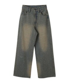 WEGO ラインストーンストレートデニムパンツ