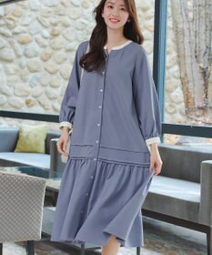 Tiaclasse L ピンタックギャザークレリックシャツワンピース