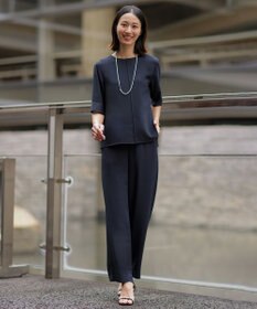 J.PRESS LADIES L 【セットアップ対応】Light ジョーゼット ワイド イージーパンツ