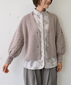 muuc 〈高品質シルク＆アンゴラモヘア〉模様編み ボリューム袖 カーディガン