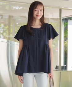 Tiaclasse 【洗える】ペプラムギャザーピンタックブラウス