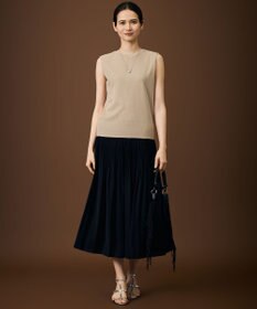 自由区 S 【デザインアップデート・ウエストゴム・セットアップ対応・セレモニー・通勤】ライトサテンプリーツ スカート