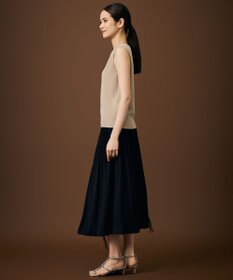 自由区 S 【デザインアップデート・ウエストゴム・セットアップ対応・セレモニー・通勤】ライトサテンプリーツ スカート