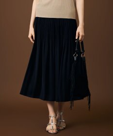 自由区 S 【デザインアップデート・ウエストゴム・セットアップ対応・セレモニー・通勤】ライトサテンプリーツ スカート