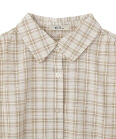 earth music&ecology シャーリングスリーブチェックシャツ