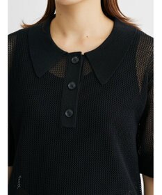 Green Parks メッシュポロ衿ニットプルオーバー