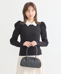 earth music&ecology 襟ビジュー付きニットプルオーバー