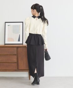 earth music&ecology 襟ビジュー付きニットプルオーバー