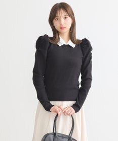 earth music&ecology 襟ビジュー付きニットプルオーバー