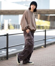 WEGO 【ウエストゴム/MLサイズ展開】イージーコーデュロイカーゴパンツ