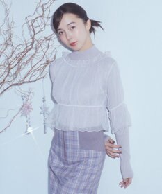 earth music&ecology ＳＥＴ２点リブニットインナー＋チュールプルオーバー