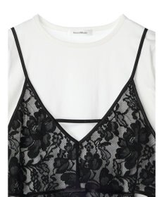 Green Parks AnriettMusee シャーリングスリーブＴシャツ＋レースキャミソールＳＥＴ