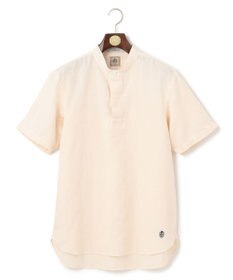 J.PRESS MEN 【HYBRID LINEN】ドビーストライプ バンドカラーラガーシャツ