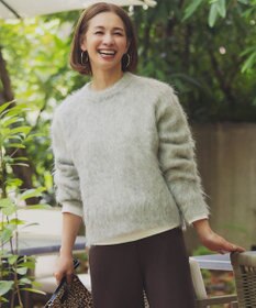 UNFILO L アルパカシャギー クルーネック プルオーバー