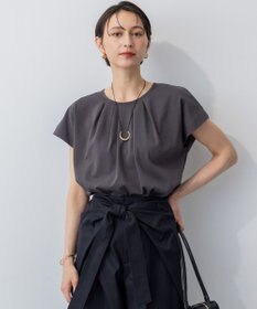 23区 L 【接触冷感/洗える】ツイストコットンプレーティング タックデザイン カットソー
