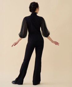 Chacott 【ノーソーイングニット】チュールスリーブハイネックトップ