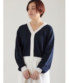 Te chichi 14G綿ポリVネックカーディガン