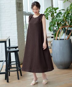 Tiaclasse L チェック柄カットソーレースコンビワンピース